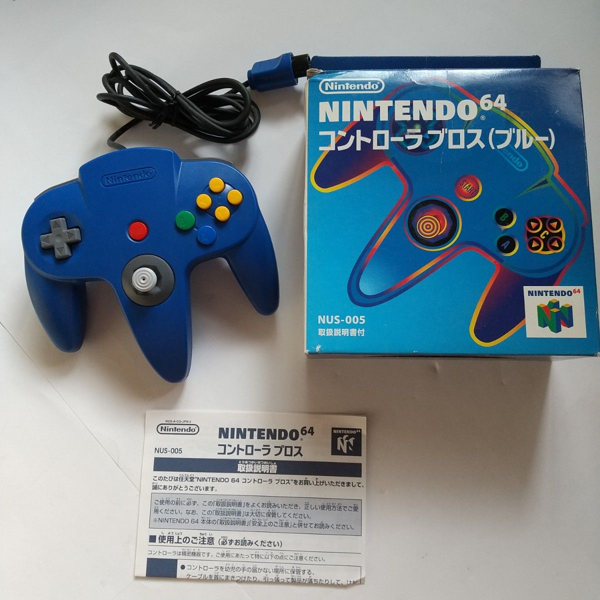 美品 NINTENDO 64 コントローラブロス NUS-005 ブルー 箱説付 美品 NINTENDO 64 コントローラブロス NUS-005 ブルー 箱説付