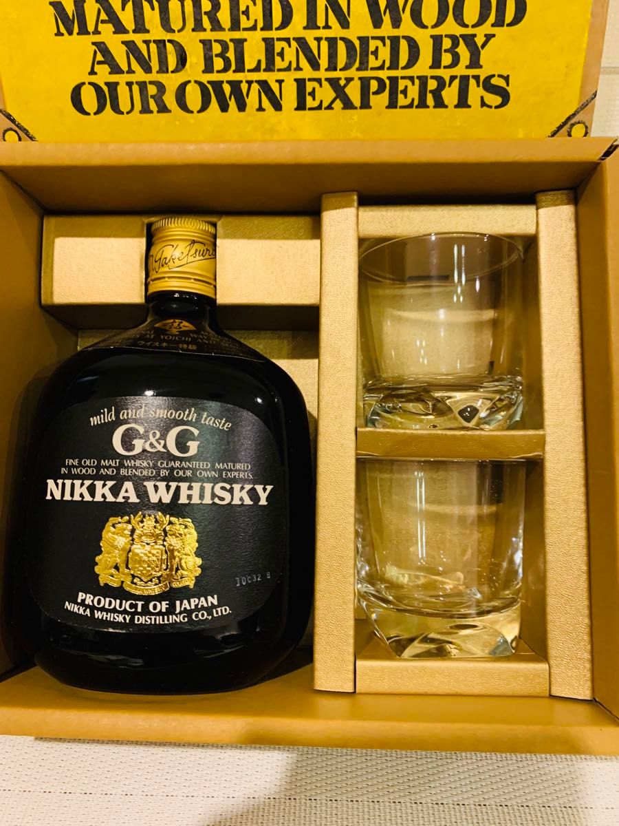 未開封箱付き】ニッカウイスキー G&G黒瓶ロックグラスセット 古 未開封箱付き】ニッカウイスキー G&G黒瓶ロックグラスセット 古