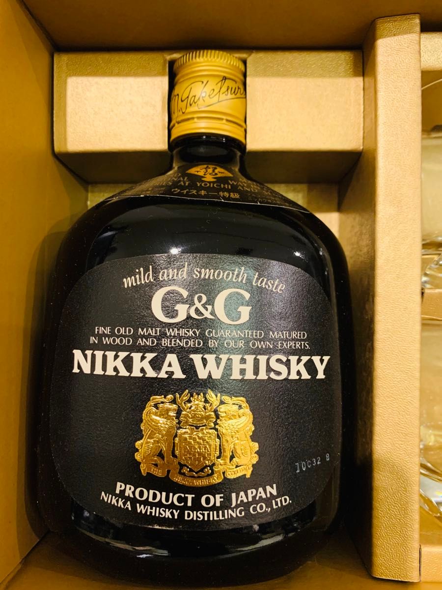 未開封箱付き】ニッカウイスキー G&G黒瓶ロックグラスセット 古 未開封箱付き】ニッカウイスキー G&G黒瓶ロックグラスセット 古