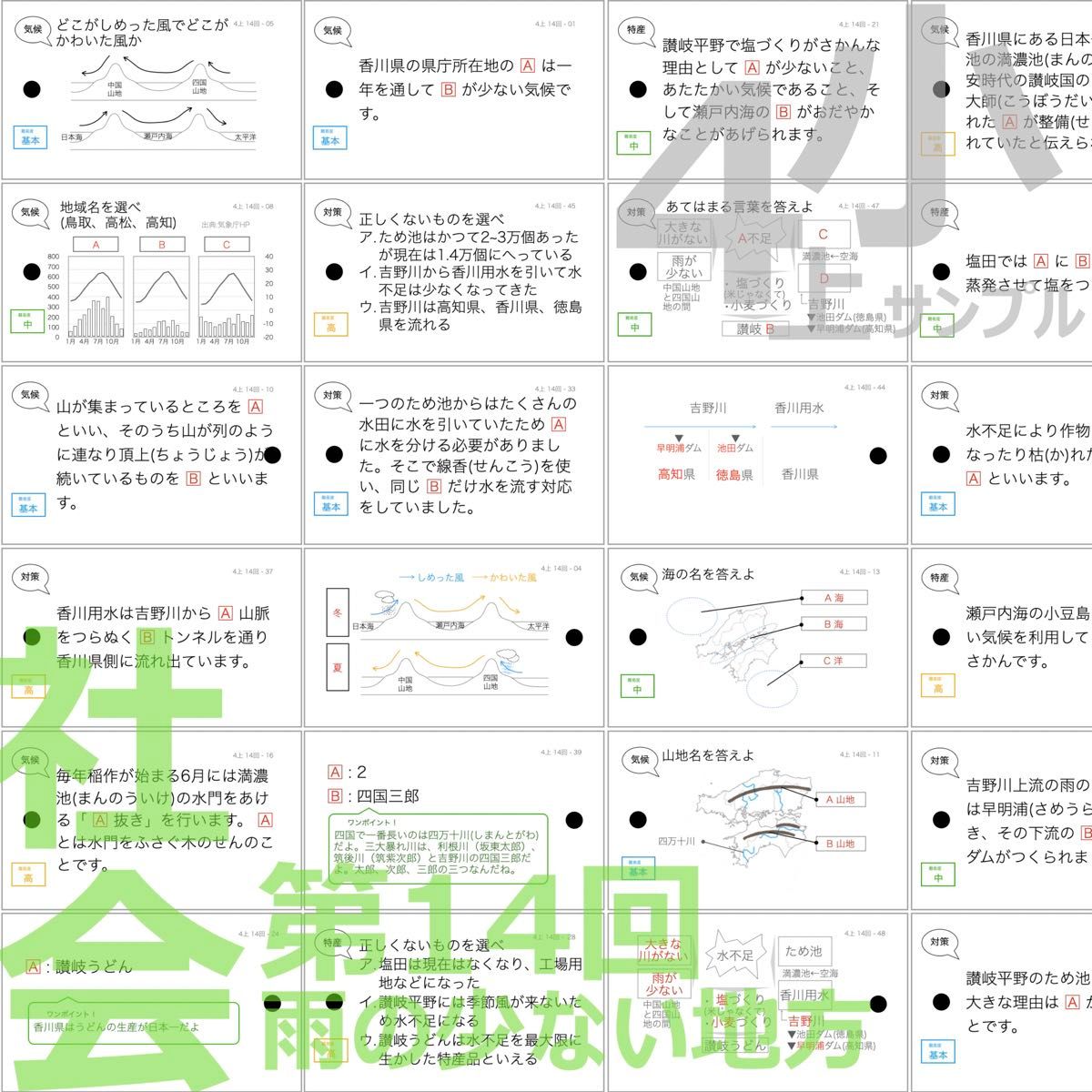 中学受験 暗記カード【4年上 社会・理科 11-19回】組分けテスト対策 予シリ