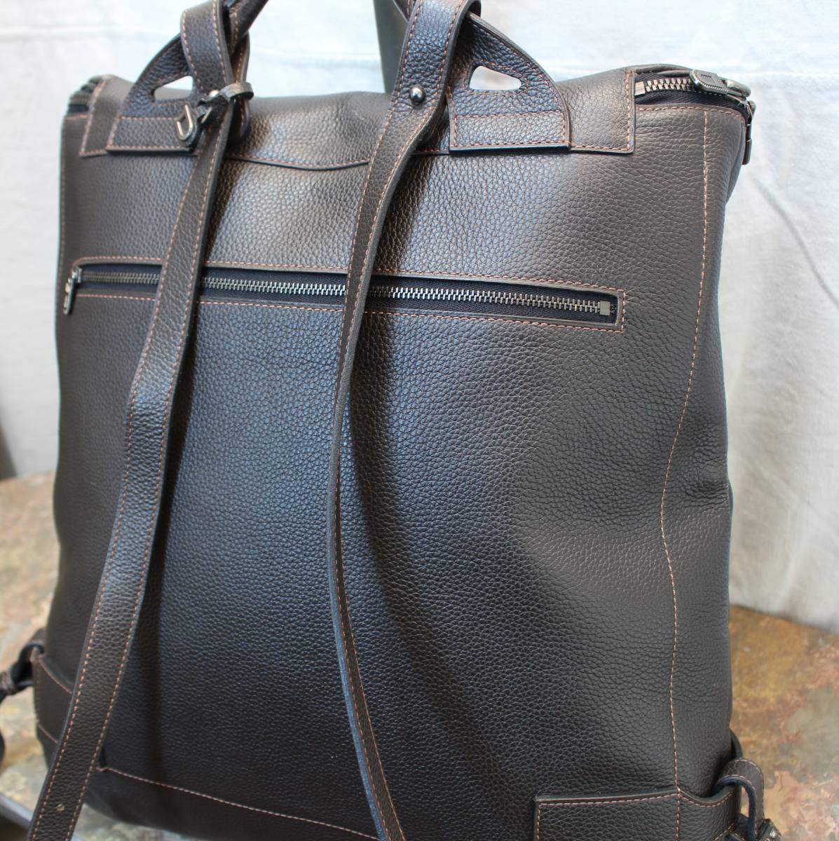 DELVAUX LEATHER RUCK SUCK MADE IN FRANCE/デルヴォーレザーリュックサック_画像3