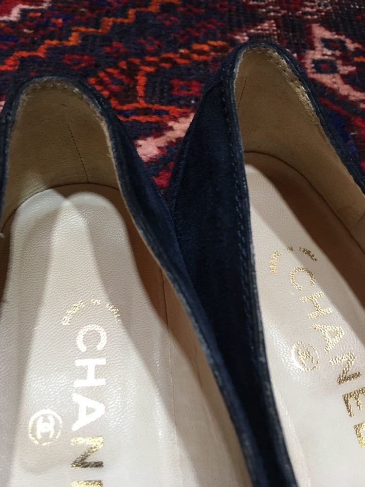 CHANEL METAL CHAIN SUEDE LEATHER LOAFER MADE IN ITALY/シャネル
