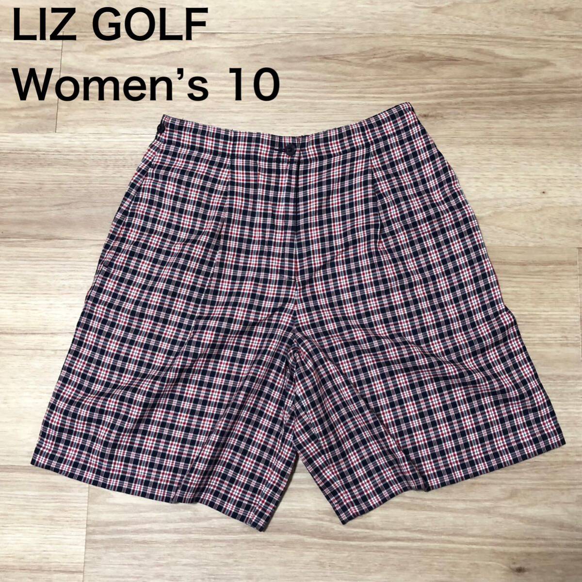 LIZ GOLFショートパンツ 赤白ネイビーチェック柄 レディース10 LIZ GOLFショートパンツ 赤白ネイビーチェック柄 レディース10