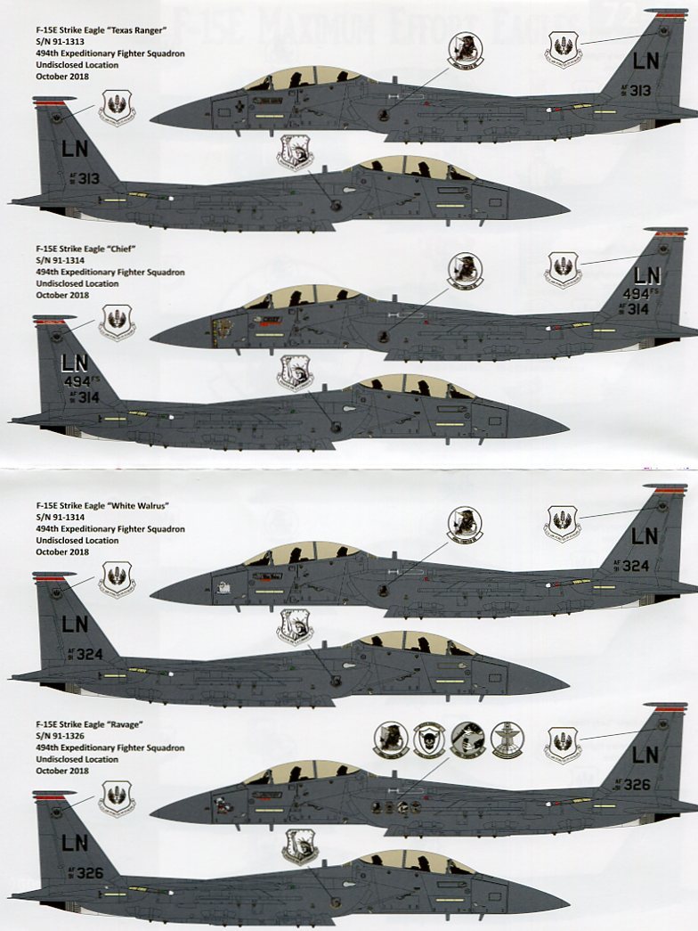 1/48 ツーボブスデカール　対イスラム国掃討作戦のF-15E 494th FS_画像3