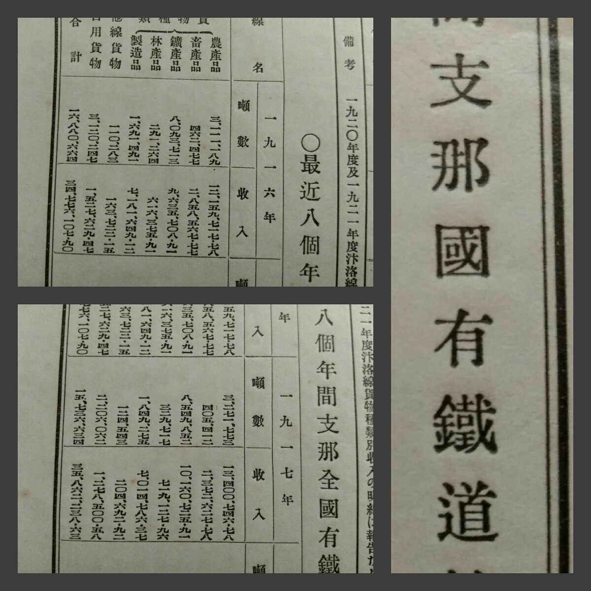 支那/国有鉄道/貨物数及収入/1916-1923年 検索:硬票/中華民国 支那/国有鉄道/貨物数及収入/1916-1923年 検索:硬票/中華民国