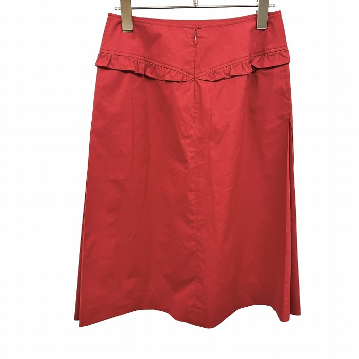 クローラ crolla 少し薄手 スカート 無地 裏地無し ひざ丈 ストレッチ 日本製 ポリエステル×綿×ポリウレタン 38 レッド 赤 レディース_画像3