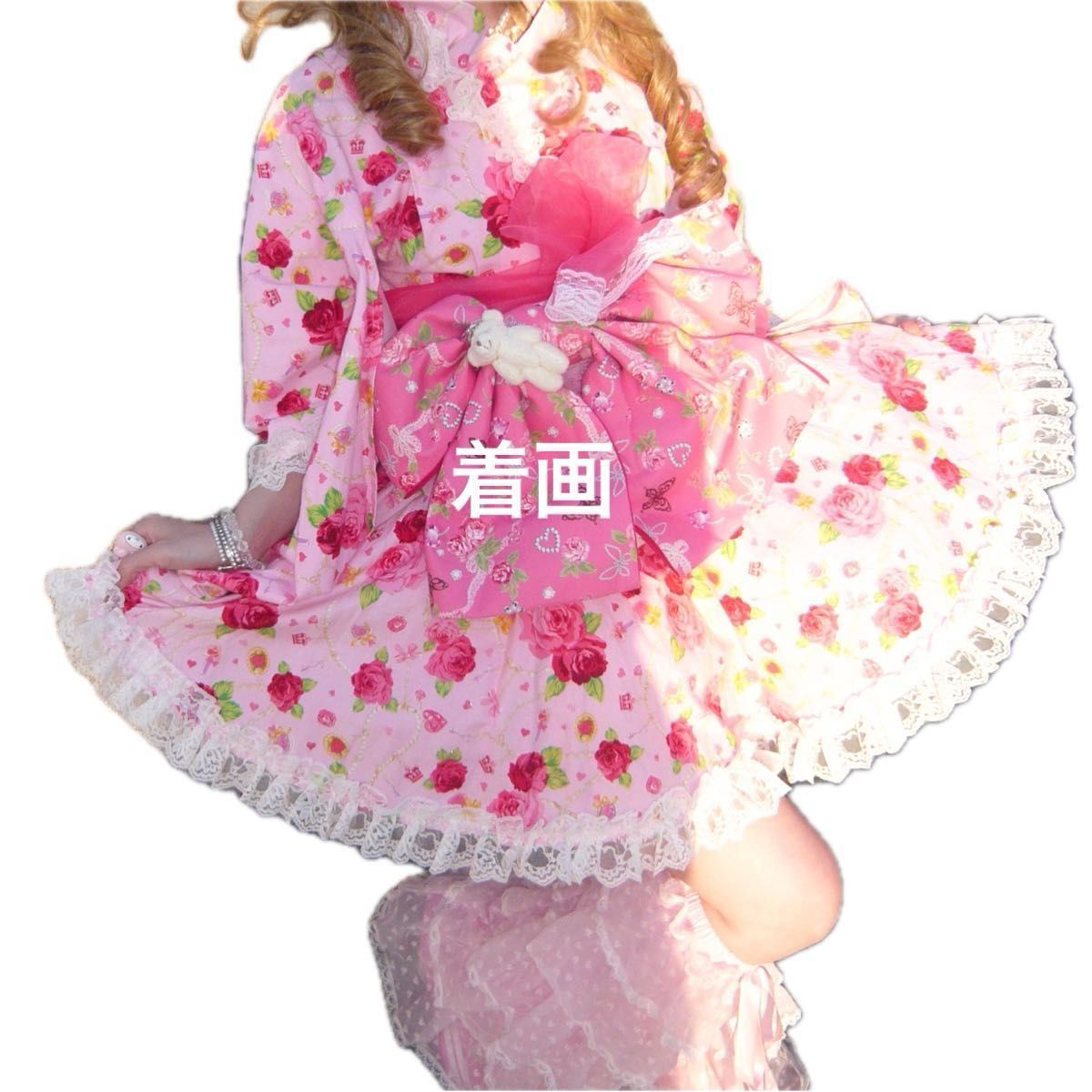 浴衣ドレス 大人用 レア 姫系 ラパフェ系 ピンク レース 薔薇 浴衣ドレス 大人用 レア 姫系 ラパフェ系 ピンク レース 薔薇