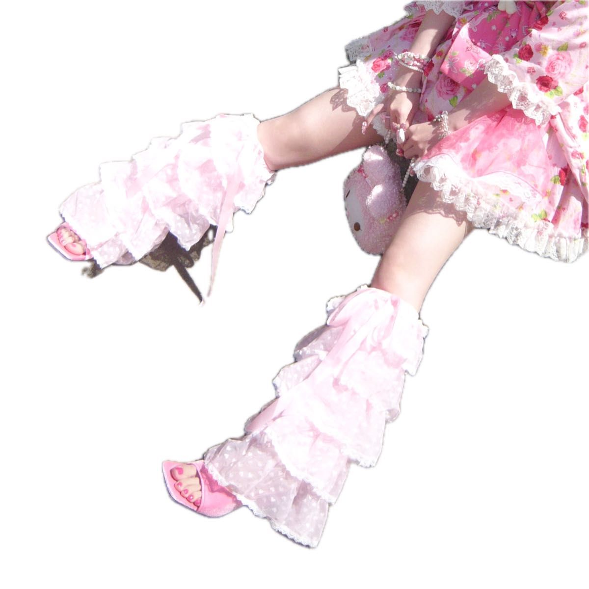 姫系 ラパフェ系 ハート柄 レッグウォーマー フリル 総レース 姫系 ラパフェ系 ハート柄 レッグウォーマー フリル 総レース