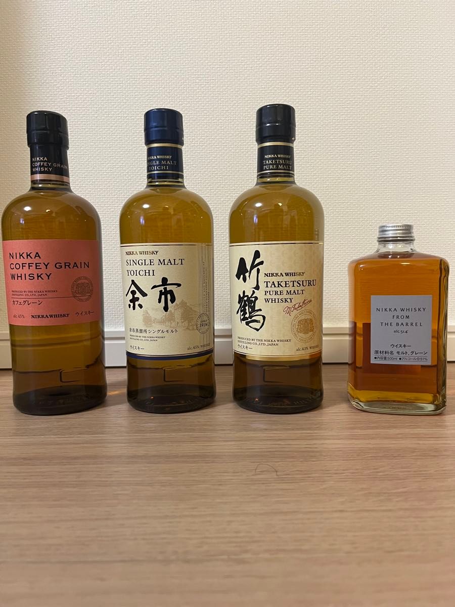 ニッカ4本セット 余市、竹鶴、カフェグレーン、フロムザバレル 箱無し