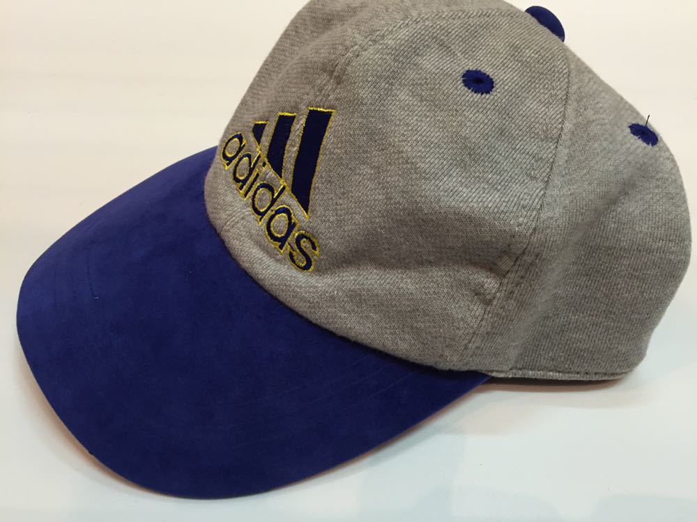 90s 美品 希少 adidas EQUIPMENT EQT CAP アディダス エキップメント ロゴ キャップ 灰青_画像2