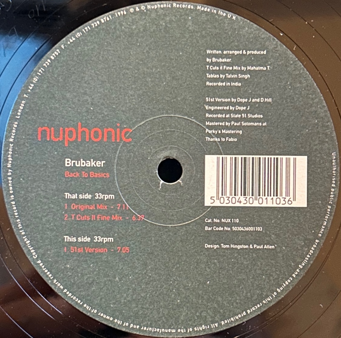 Brubaker - Back To Basics / Talvin Singhがエイジアンなリミックスに仕上げた「T Cuts It Fine Mix」が秀逸！