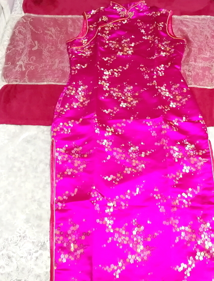 chi- Pao 5XL magenta purple pink maxi Chinese China dress 5xl magenta purple pink maxi chinese cheongsam dress