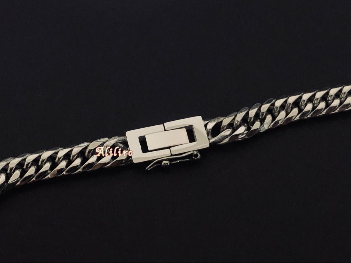シルバー 特製 喜平6面ダブル 中折れ留め具 セーフティ付き シルバー 特製 喜平6面ダブル 中折れ留め具 セーフティ付き