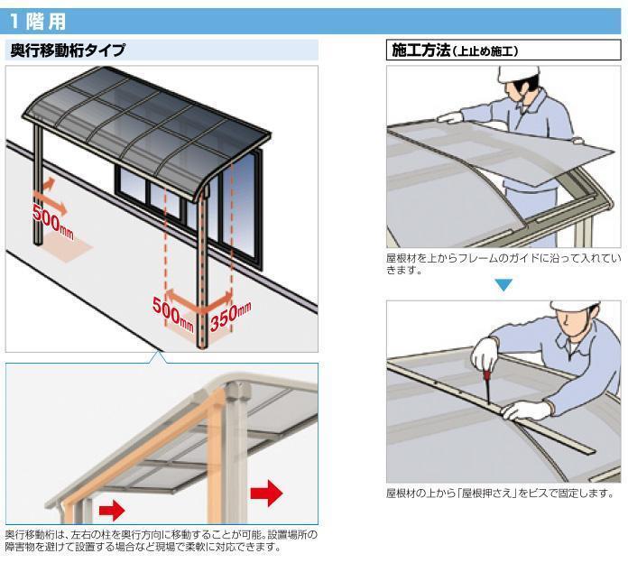フラット屋根テラス2 ポリカ/DIY/屋根/雨除け 間口3040mm×出幅 フラット屋根テラス2 ポリカ/DIY/屋根/雨除け 間口3040mm×出幅
