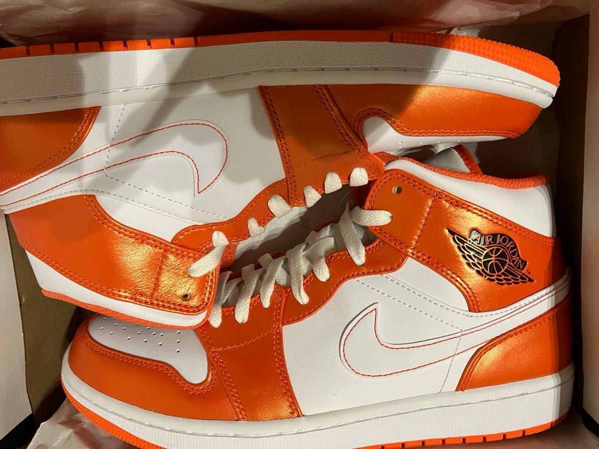 AIR JORDAN 1 MID ホワイト/レーザーオレンジ 27cm 新品 27cm AIR JORDAN MID