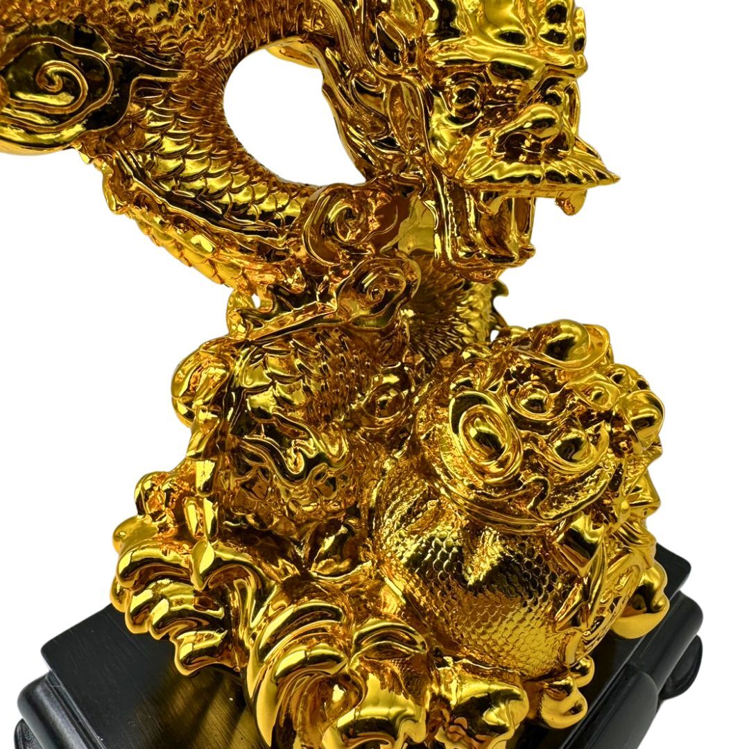 風水 黄金龍 黒台座 ゴールドドラゴン 置物 干支 辰 福 龍 竜 風水 黄金龍 黒台座 ゴールドドラゴン 置物 干支 辰 福 龍 竜