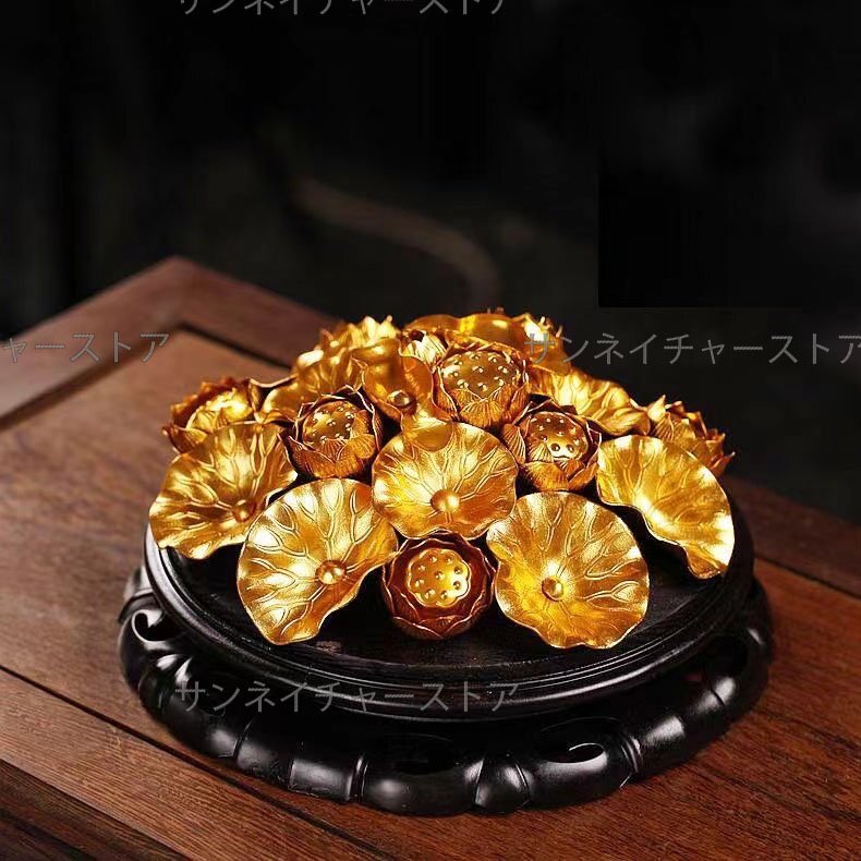 蓮華 蓮花 仏花 蓮の花 造花 仏具 ロータス お供え花 金色 金メッキ アルミ 枯れない 仏壇用の仏具 お供え物 仏壇 仏前 法事 法要 (S)