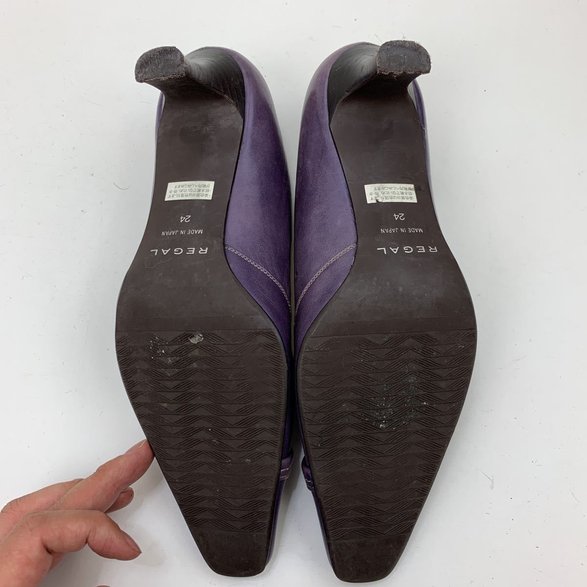 ■リーガル REGAL 紫 パープル レザーパンプス 靴 ヒール 24cm レディース■A1_画像8