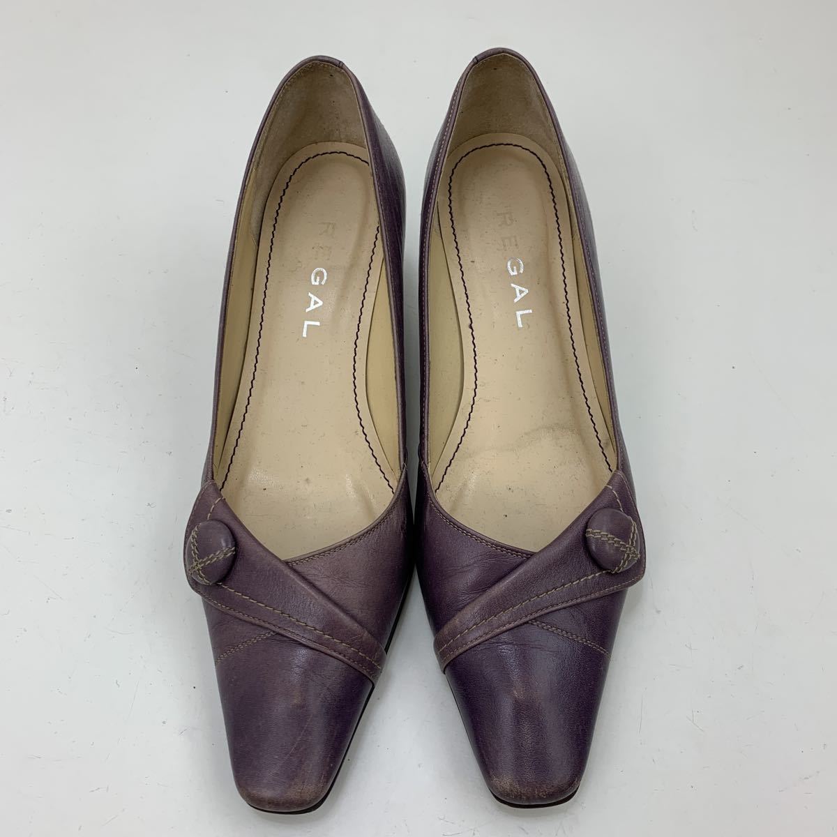 ■リーガル REGAL 紫 パープル レザーパンプス 靴 ヒール 24cm レディース■A1_画像2