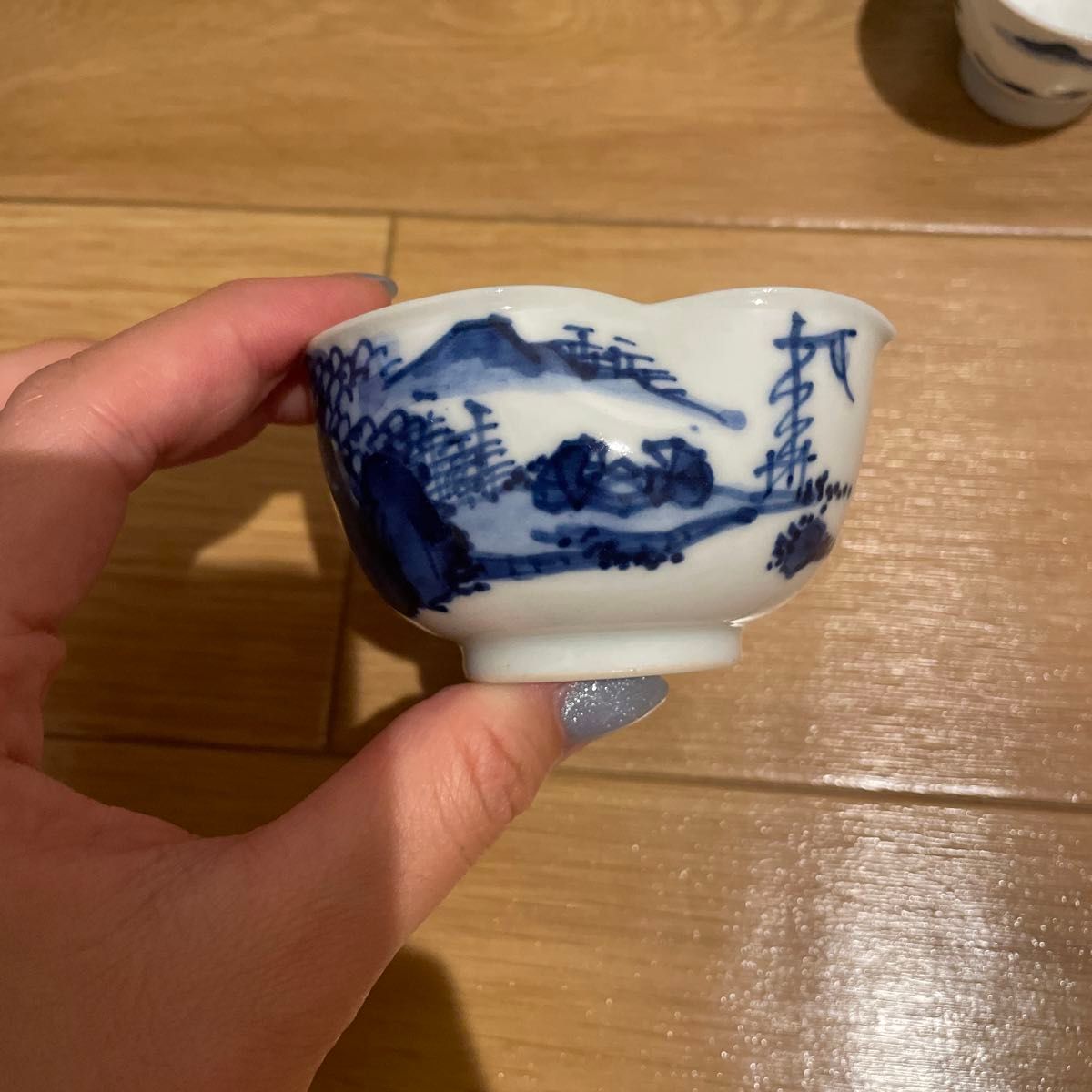 平安 竹泉 茶器セット 染付 煎茶器セット 急須 湯冷し 湯呑み 5