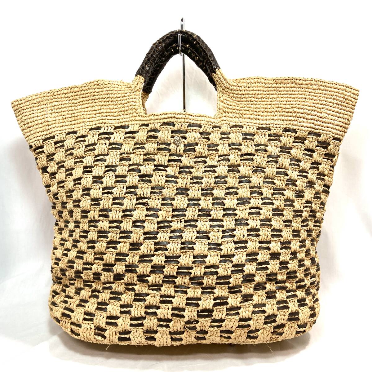 HELEN KAMINSKI ビッグ トートバッグ ラフィア×レザー カゴ HELEN KAMINSKI ビッグ トートバッグ ラフィア×レザー カゴ