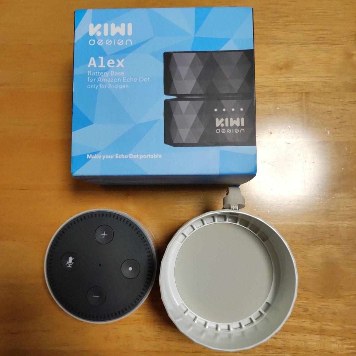 echo dot 2nd + kiwi バッテリーベース セット 中古 エコー echo dot 2nd + kiwi バッテリーベース セット 中古 エコー