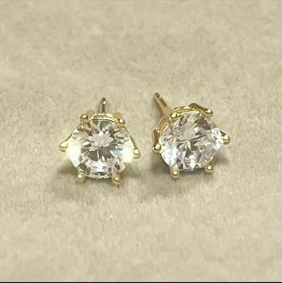 k18GP 7mm ゴールド 一粒6爪 人工ダイヤピアス S925 両耳用 k18GP 7mm ゴールド 一粒6爪 人工ダイヤピアス S925 両耳用