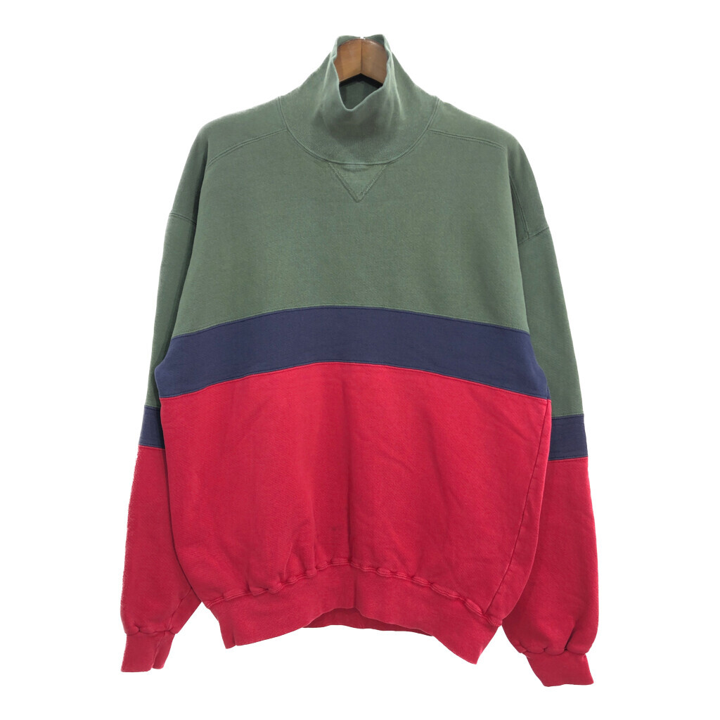 超美品 90年代 R3965 古着 中古 XL) (メンズ マルチカラー スウェット タートルネック RUSSELL × エルエルビーン L.L.Bean USA製 男性用