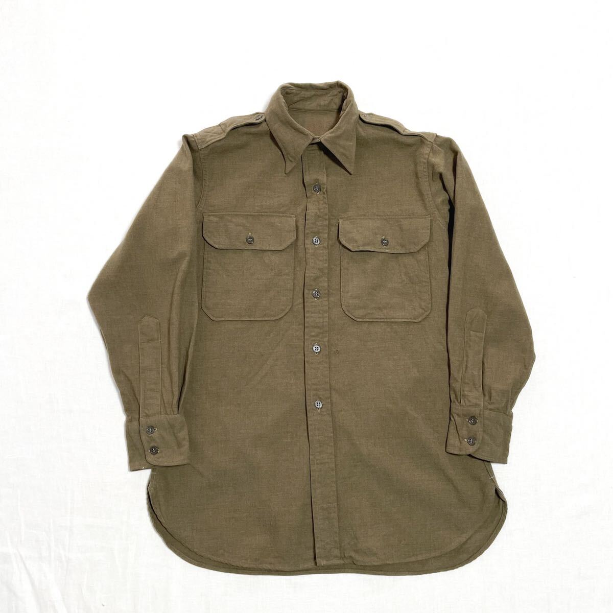 40s 米軍 実物 M-37 マスタードシャツ M相当 ミリタリー 1940年 40s 米軍 実物 M-37 マスタードシャツ M相当 ミリタリー 1940年