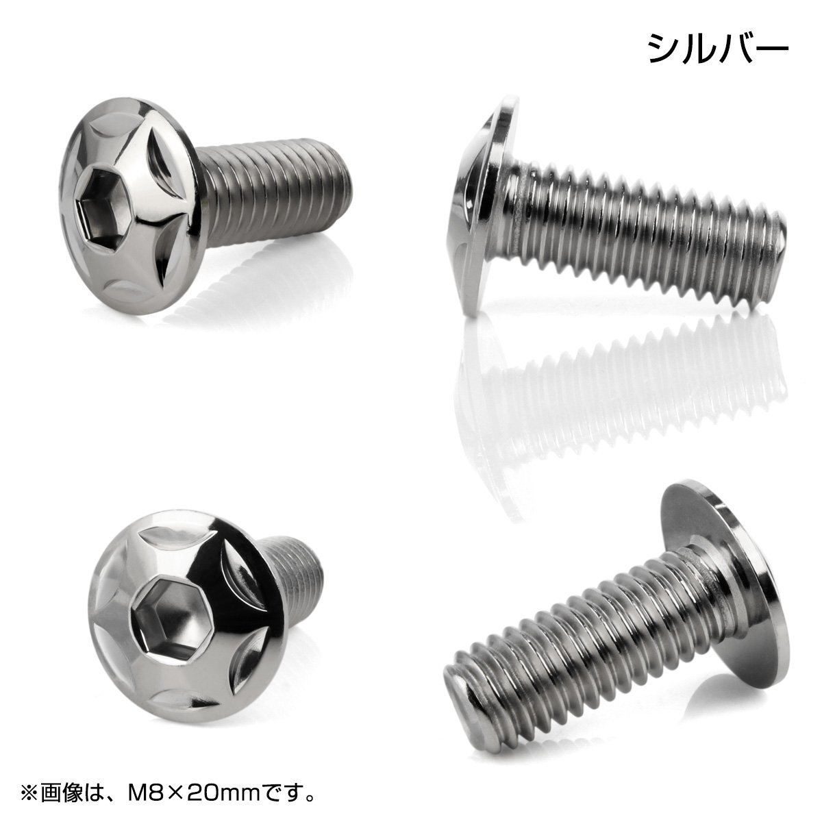 ブレーキ ディスクローター ボルト ヤマハ用 M8×20mm P=1.25 ステンレス 削り出し スターヘッド シルバー TD0020