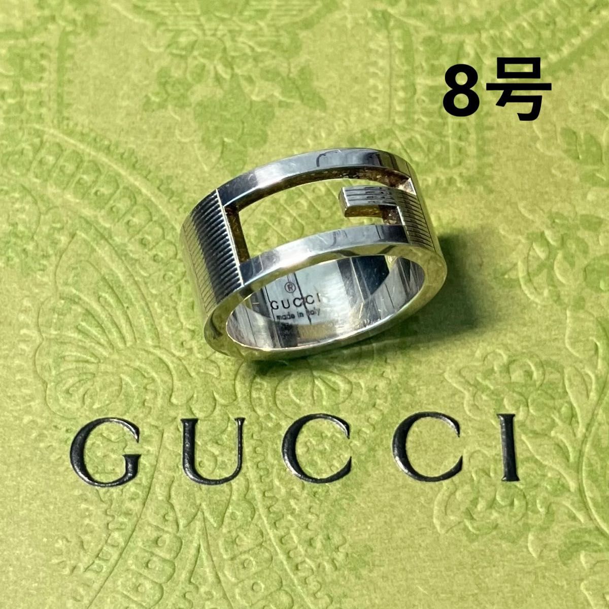 美品 GUCCI グッチ シルバー Gロゴリング 指輪 8号 AG925 銀純度 美品 GUCCI グッチ シルバー Gロゴリング 指輪 8号 AG925 銀純度