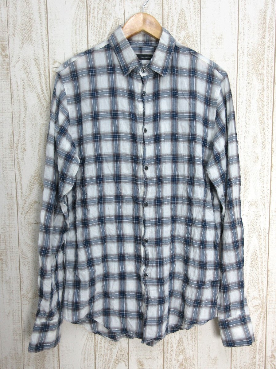 DSQUARED2/ディースクエアード：長袖シャツ サイズ52 薄手 春夏 メンズ/中古/USED