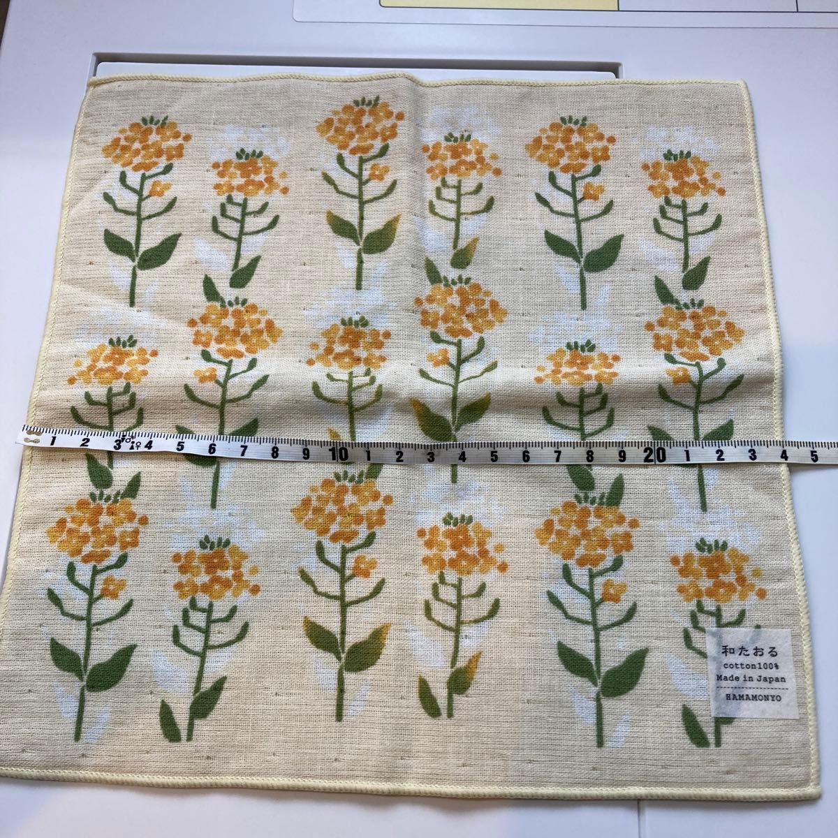 和たおる　未使用　日本製　タオルハンカチ　濱文様  菜の花（？）