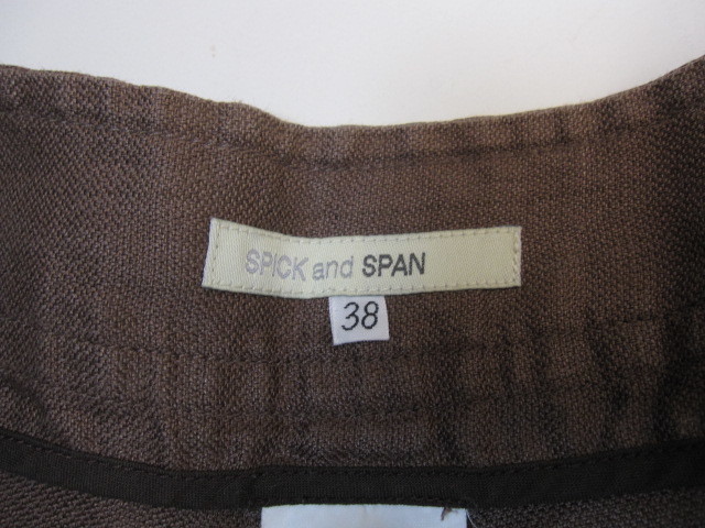 スピック&スパン Spick and Span ショートパンツ 麻 38 ブラウン C949_画像4