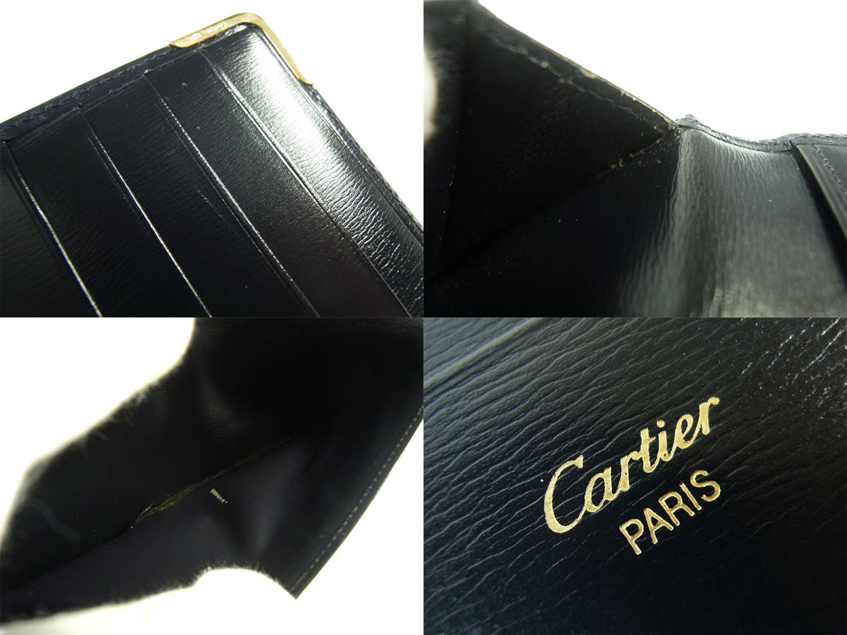 廃盤 美品 Cartier カルティエ 二つ折り長札入れ サファイアライン レザー 濃紺 ネイビー L3000149 メンズ レディース 送料無料 お札入れ_画像10