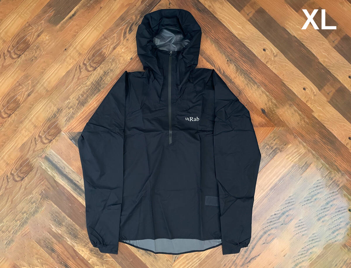 Rab Phantom Pull-on Ebony XL Black UL ラブ ファントム プルオン レインジャケット パーテックス ゴアテック