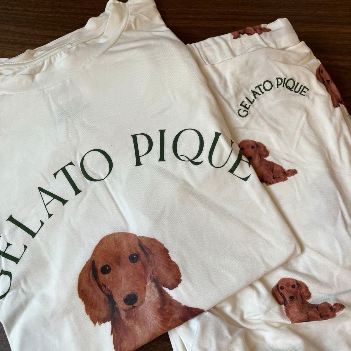 ジェラートピケ ダックスフンド柄ショートパンツ 新品未使用 ジェラートピケ DOG柄上下セット ダックスフンド