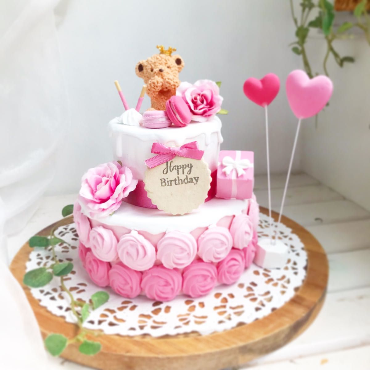 86 ピンク2段 クレイケーキ ハーフバースデー 誕生日 生誕祭 86 ピンク2段 クレイケーキ ハーフバースデー 誕生日 生誕祭