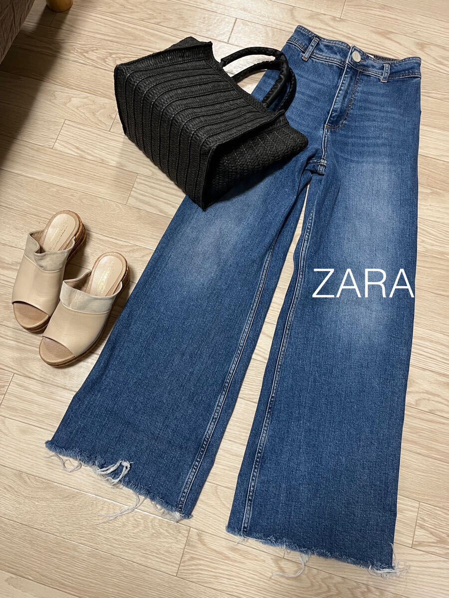 ZARA ザラ|マリンストレートデニムパンツ ブルー EUR34 USA02 ZARA ザラ|マリンストレートデニムパンツ ブルー EUR34 USA02