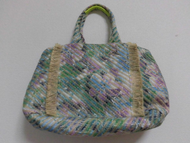 * unused beautiful goods /SAZABY / Sazaby / flax thread knitting large back / charm attaching / bag back 