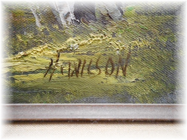 J7156 作者「H.WILSON ウィルソン」 題作「不明」 高級額 絵画 油彩 額装_画像3