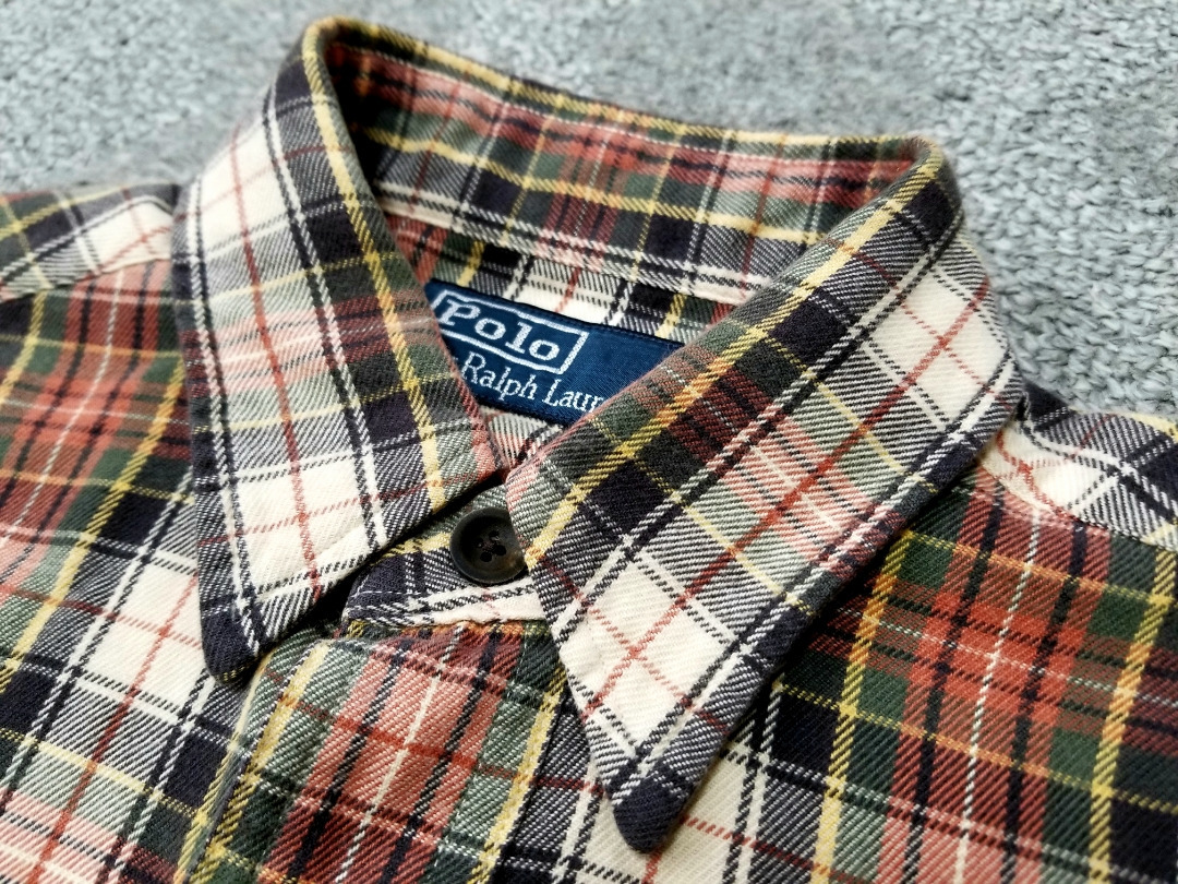 美品 PoloRalphLauren ポロラルフローレン ビンテージ仕様 長袖 チェック柄 シャツ XS マチ付き ウッドボタン S_画像7