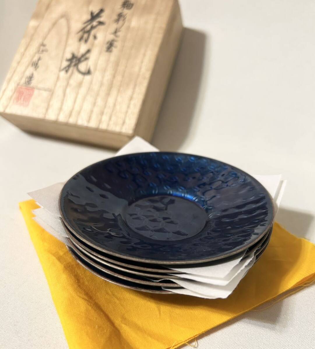 釉彩七宝 茶托 正晴 造 七宝焼 5客 五客 煎茶器 茶道具 茶器 釉彩七宝 茶托 正晴 造 七宝焼 5客 五客 煎茶器 茶道具 茶器