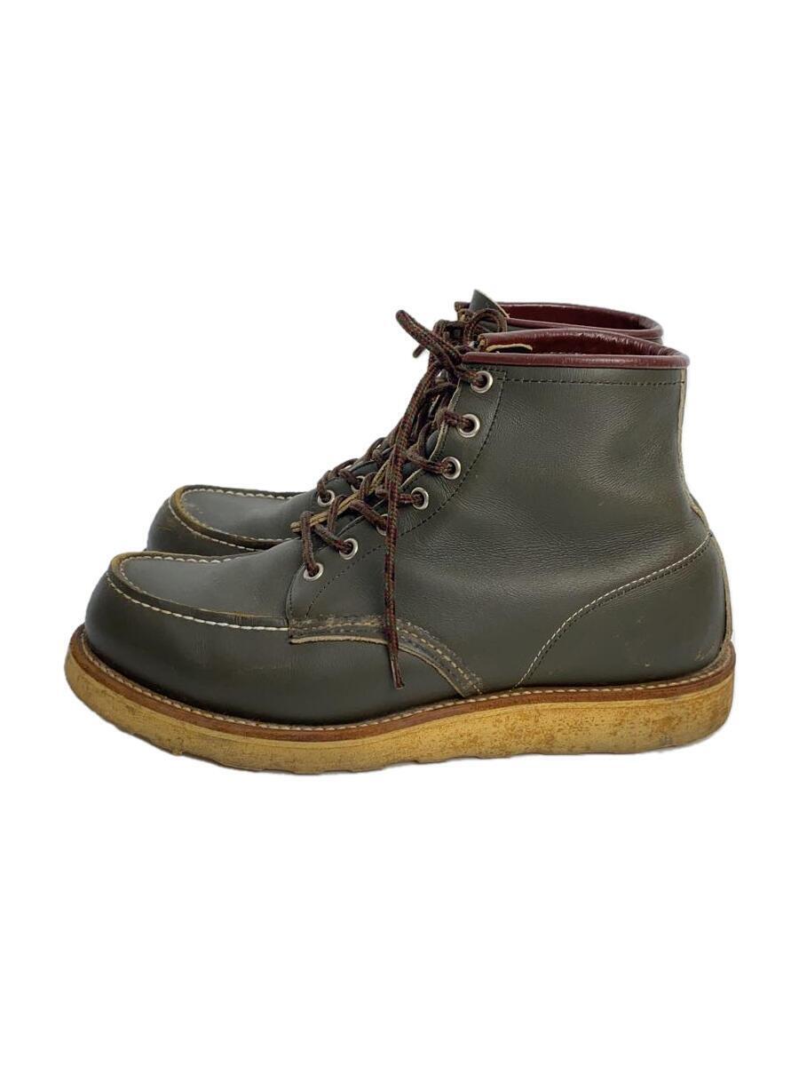 RED WING◆レースアップブーツ・6インチモックトゥ/US9.5/GRN/レザー