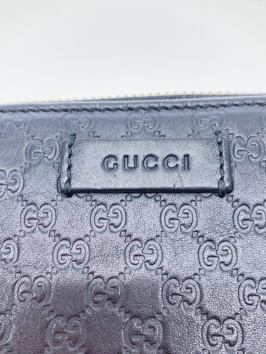 GUCCI◆2ツ折サイフ_マイクログッチシマ/レザー/BLK/レディース