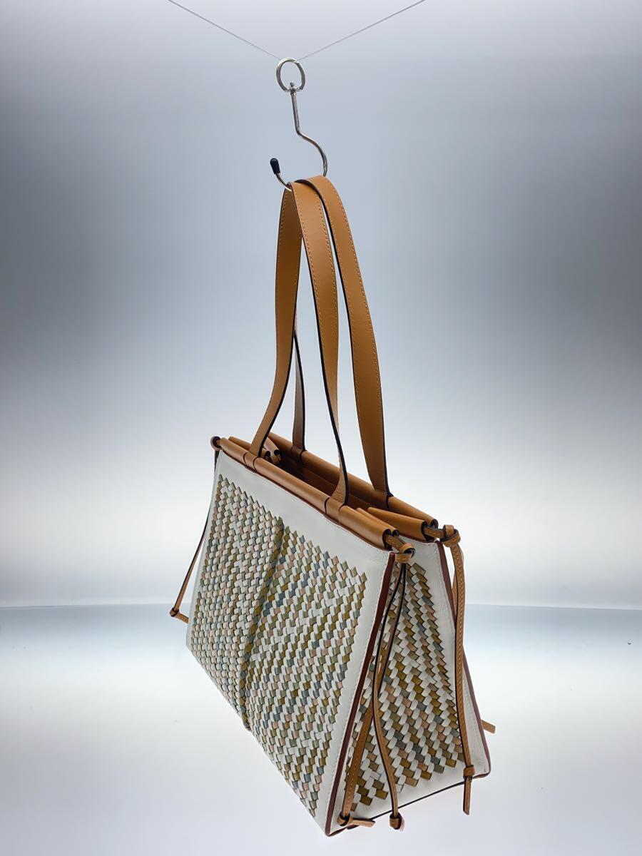 LOEWE◇クッショントートバッグ/トートバッグ/レザー/WHT/無地 LOEWE◇クッショントートバッグ/トートバッグ/レザー/WHT/無地