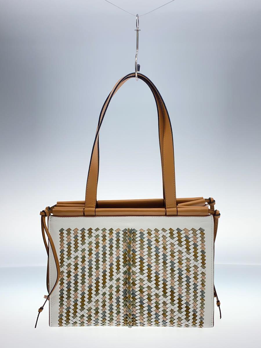 LOEWE◇クッショントートバッグ/トートバッグ/レザー/WHT/無地 LOEWE◇クッショントートバッグ/トートバッグ/レザー/WHT/無地
