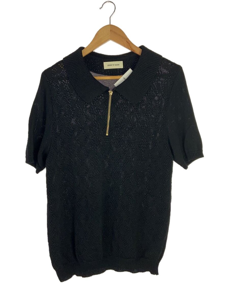 ERNEST W.BAKER◇ERNEST W.BAKER/ニットポロ/M/コットン/BLK// ERNEST W.BAKER◇ERNEST W.BAKER/ニットポロ/M/コットン/BLK//