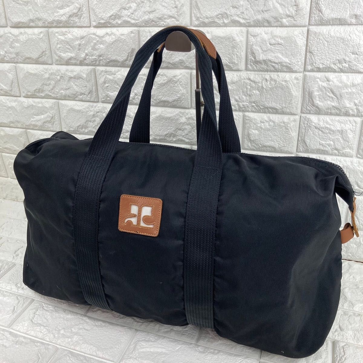 美品 courreges クレージュ ナイロン ボストンバッグ ブラック 美品 courreges クレージュ ナイロン ボストンバッグ ブラック