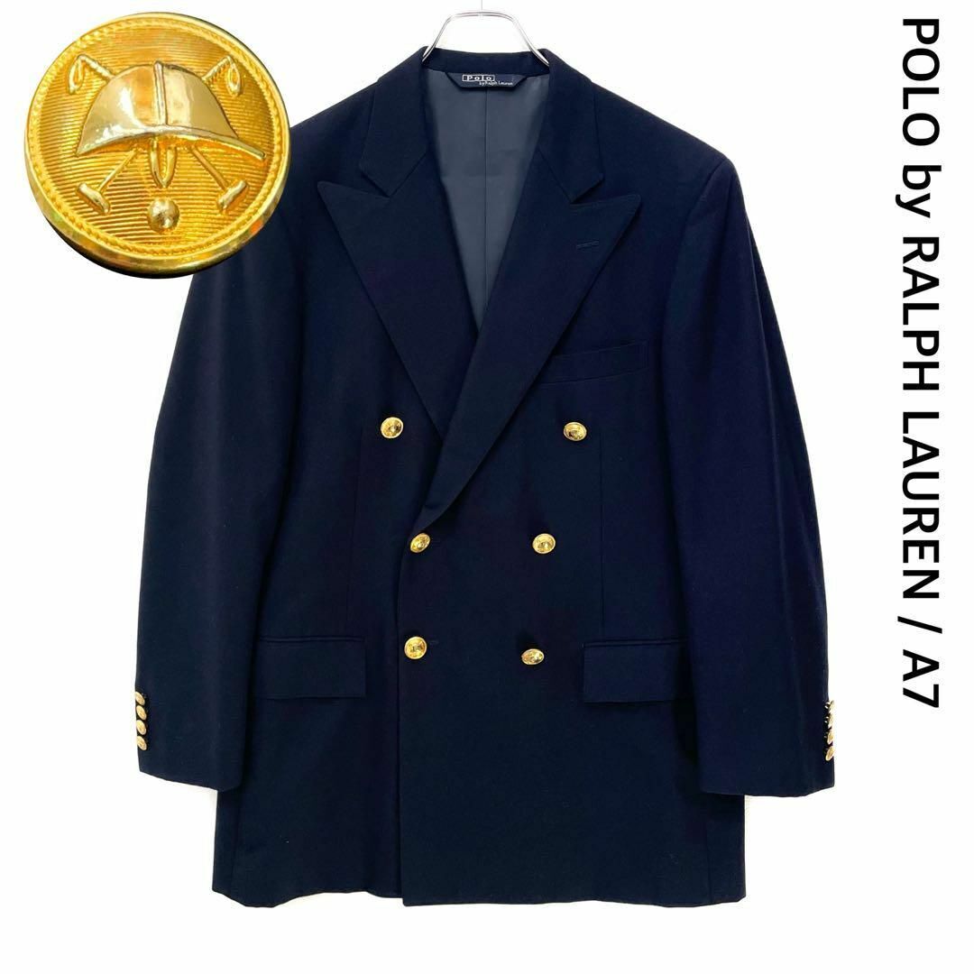 RALPH LAUREN ポロバイラルフローレン 金ボタン 紺 ブレザー 美品ポロバイラルフローレン ブレザー 紺ブレ 金ボタン 2B
